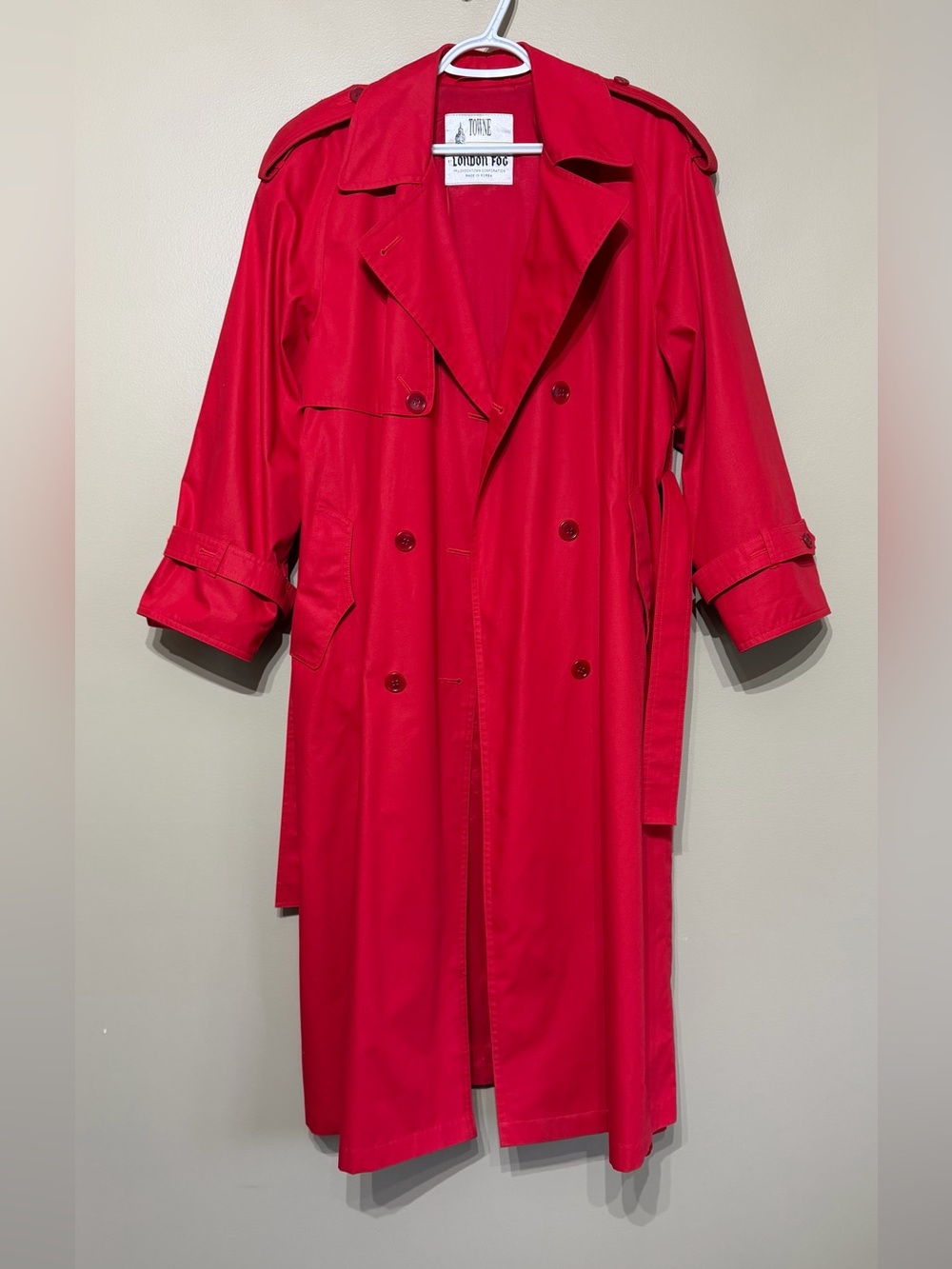 Vintage 90’s London Fog Cherry Red Trench Coat